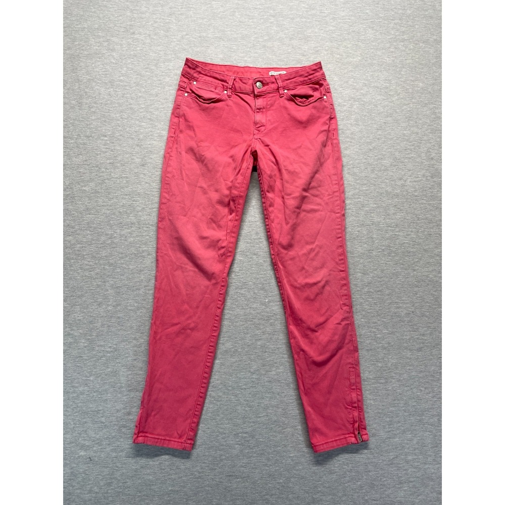 Club Monaco Jeans Womens 4 Watermelon Pink Denim Cotton Ankle Zip Skinny Leg